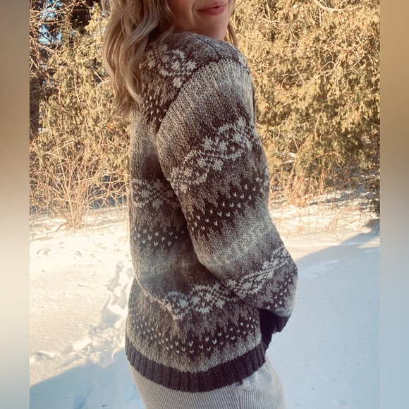 VINTAGE CASUAL CONNECTION Crewneck wool blend nordic fair isle sweater medium - Picture 4 of 15